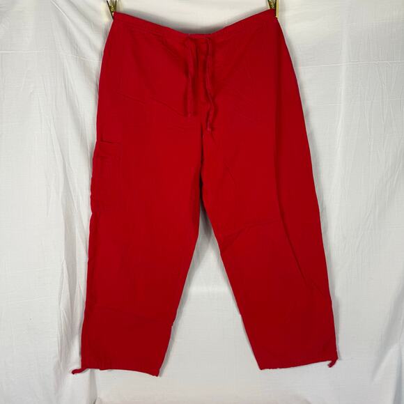 Dickies Scrub Pants Unisex Red Large Pockets Nursing Medical Drawstring - Picture 1 of 7
